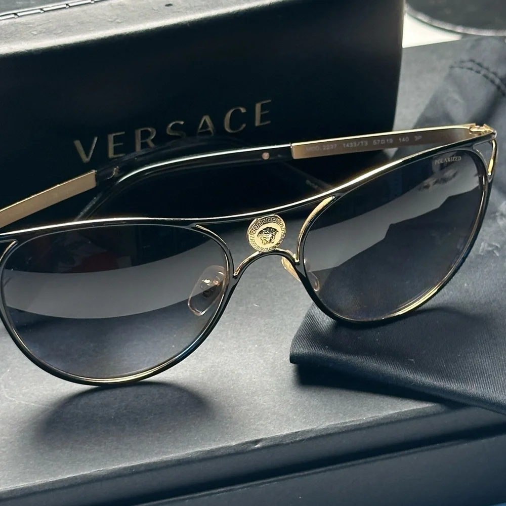 Versace Black and Gold Sunglasses - Picture 3 of 7
